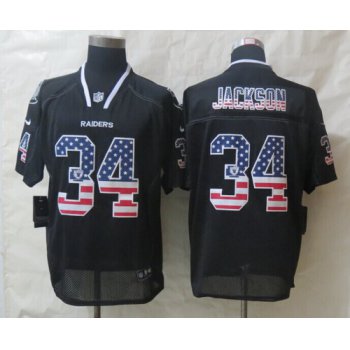 Nike Oakland Raiders #34 Bo Jackson 2014 USA Flag Fashion Black Elite Jersey
