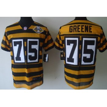 Nike Pittsburgh Steelers #75 Joe Greene Yellow With Black Throwback 80TH Jersey