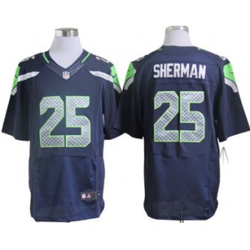 Nike Seattle Seahawks #25 Richard Sherman Navy Blue Elite Jersey