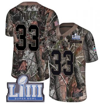 #33 Limited Jeremy Hill Camo Nike NFL Youth Jersey New England Patriots Rush Realtree Super Bowl LIII Bound