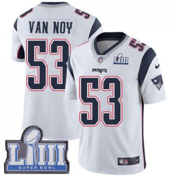 #53 Limited Kyle Van Noy White Nike NFL Road Youth Jersey New England Patriots Vapor Untouchable Super Bowl LIII Bound