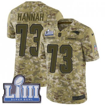 #73 Limited John Hannah Camo Nike NFL Youth Jersey New England Patriots 2018 Salute to Service Super Bowl LIII Bound