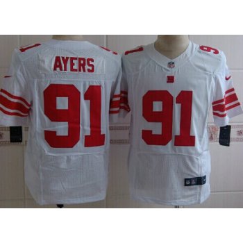 Nike New York Giants #91 Robert Ayers White Elite Jersey