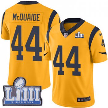 #44 Limited Jacob McQuaide Gold Nike NFL Youth Jersey Los Angeles Rams Rush Vapor Untouchable Super Bowl LIII Bound