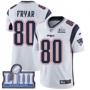 #80 Limited Irving Fryar White Nike NFL Road Youth Jersey New England Patriots Vapor Untouchable Super Bowl LIII Bound