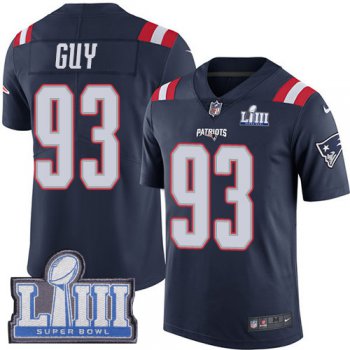 #93 Limited Lawrence Guy Navy Blue Nike NFL Youth Jersey New England Patriots Rush Vapor Untouchable Super Bowl LIII Bound