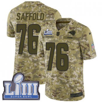 Youth Los Angeles Rams #76 Rodger Saffold Camo Nike NFL 2018 Salute to Service Super Bowl LIII Bound Limited Jersey
