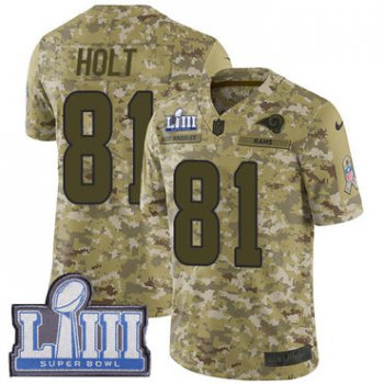 Youth Los Angeles Rams #81 Torry Holt Camo Nike NFL 2018 Salute to Service Super Bowl LIII Bound Limited Jersey