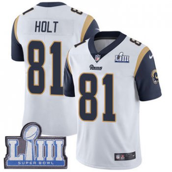 Youth Los Angeles Rams #81 Torry Holt White Nike NFL Road Vapor Untouchable Super Bowl LIII Bound Limited Jersey