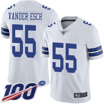 Cowboys #55 Leighton Vander Esch White Men's Stitched Football 100th Season Vapor Limited Jersey