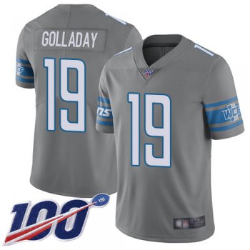 Lions #19 Kenny Golladay Gray Men's Stitched Football Limited Rush 100th Season Jersey