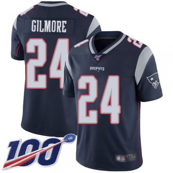 Patriots #24 Stephon Gilmore Navy Blue Team Color Men's Stitched Football 100th Season Vapor Limited Jersey
