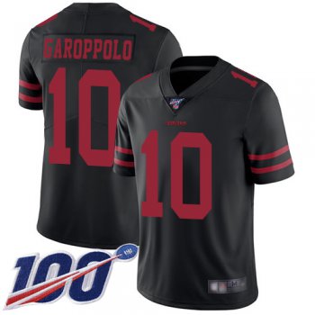49ers #10 Jimmy Garoppolo Black Alternate Men's Stitched Football 100th Season Vapor Limited Jersey