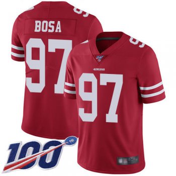 49ers #97 Nick Bosa Red Team Color Men's Stitched Football 100th Season Vapor Limited Jersey