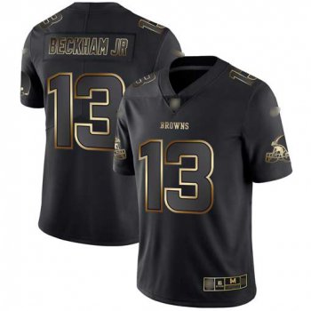 Browns #13 Odell Beckham Jr Black Gold Men's Stitched Football Vapor Untouchable Limited Jersey