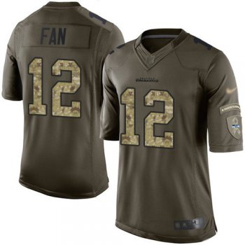 Seahawks #12 Fan Green Men's Stitched Football Limited 2015 Salute To Service Jersey