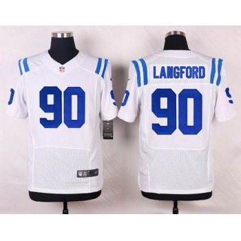 Men's Indianapolis Colts #90 Endall Langford White Road NFL Nike Elite Jersey