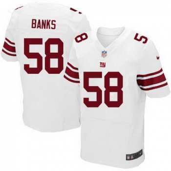 Men's New York Giants #58 Carl Banks White Road NFL Nike Elite Jersey