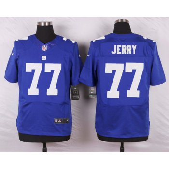 Men's New York Giants #77 John Jerry Royal Blue Team Color NFL Nike Elite Jersey