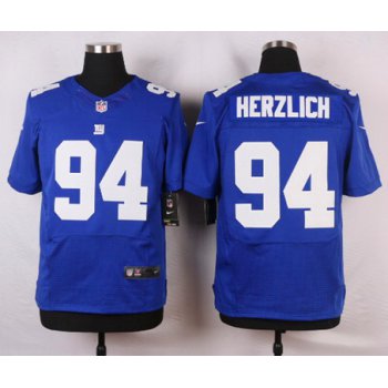 Men's New York Giants #94 Mark Herzlich Royal Blue Team Color NFL Nike Elite Jersey