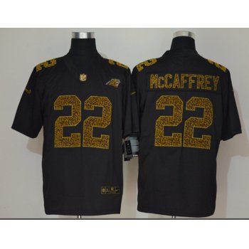 Men's Carolina Panthers #22 Christian McCaffrey Black 2020 Nike Flocked Leopard Print Vapor Limited NFL Jersey