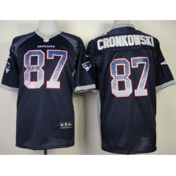 Nike New England Patriots #87 Rob Gronkowski Drift Fashion Blue Elite Jersey