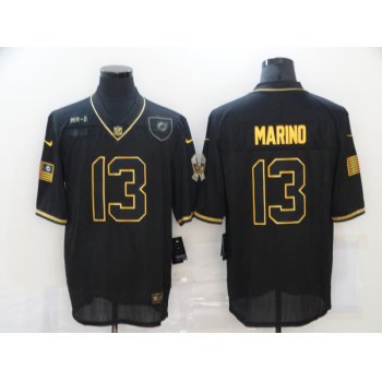 Men's Miami Dolphins #13 Dan Marino Black Gold 2020 Salute To Service Stitched NFL Nike Limited Jersey