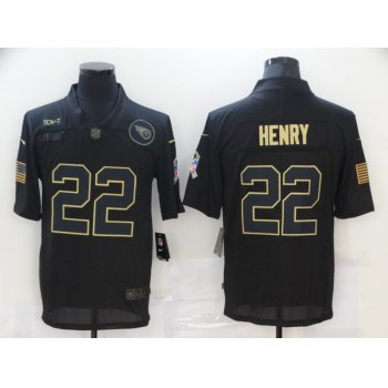 Men's Tennessee Titans #22 Derrick Henry Black 2020 Salute To Service Stitched NFL Nike Limited Jersey