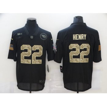 Men's Tennessee Titans #22 Derrick Henry Black Camo 2020 Salute To Service Stitched NFL Nike Limited Jersey