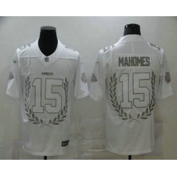 Men's Kansas City Chiefs #15 Patrick Mahomes White Commemorative Edition 2020 Vapor Untouchable Stitched NFL Nike Limited Jersey