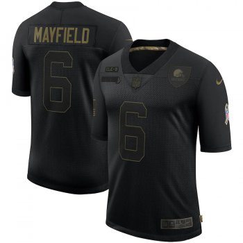 Nike Browns 6 Baker Mayfield Black 2020 Salute To Service Limited Jersey