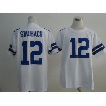 Dallas Cowboys #12 Roger Staubach White Throwback Jersey