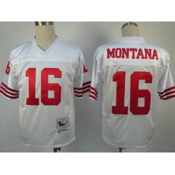 San Francisco 49ers #16 Joe Montana White Throwback Jersey