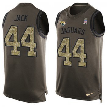 Men's Jacksonville Jaguars #44 Myles Jack Green Salute to Service Hot Pressing Player Name & Number Nike NFL Tank Top Jersey