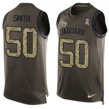 Men's Jacksonville Jaguars #50 Telvin Smith Green Salute to Service Hot Pressing Player Name & Number Nike NFL Tank Top Jersey
