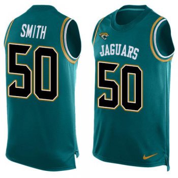 Men's Jacksonville Jaguars #50 Telvin Smith Teal Green Hot Pressing Player Name & Number Nike NFL Tank Top Jersey