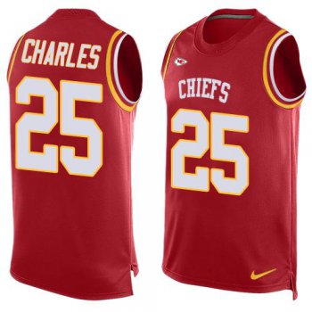 Men's Kansas City Chiefs #25 Jamaal Charles Red Hot Pressing Player Name & Number Nike NFL Tank Top Jersey