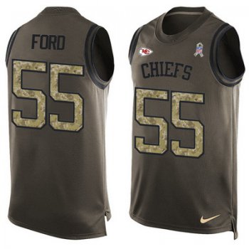 Men's Kansas City Chiefs #55 Dee Ford Green Salute to Service Hot Pressing Player Name & Number Nike NFL Tank Top Jersey