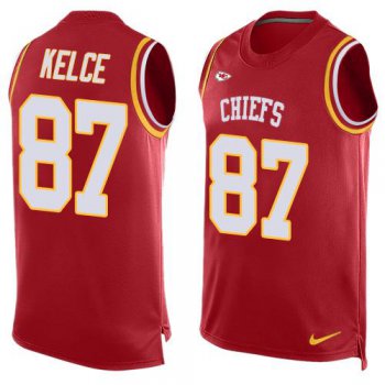 Men's Kansas City Chiefs #87 Travis Kelce Red Hot Pressing Player Name & Number Nike NFL Tank Top Jersey