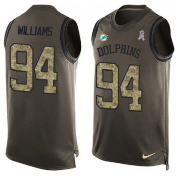 Men's Miami Dolphins #94 Mario Williams Green Salute to Service Hot Pressing Player Name & Number Nike NFL Tank Top Jersey
