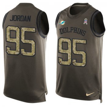 Men's Miami Dolphins #95 Dion Jordan Green Salute to Service Hot Pressing Player Name & Number Nike NFL Tank Top Jersey