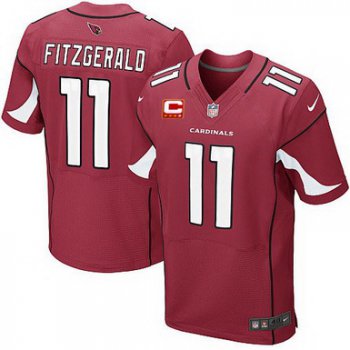 Nike Arizona Cardinals #11 Larry Fitzgerald Red C Patch Elite Jersey