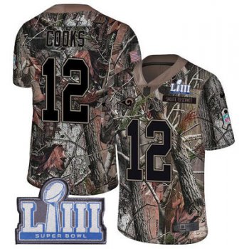 #12 Limited Brandin Cooks Camo Nike NFL Youth Jersey Los Angeles Rams Rush Realtree Super Bowl LIII Bound