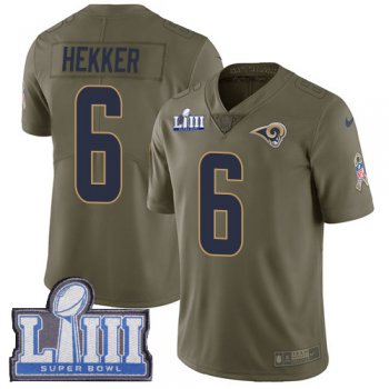 #6 Limited Johnny Hekker Olive Nike NFL Youth Jersey Los Angeles Rams 2017 Salute to Service Super Bowl LIII Bound