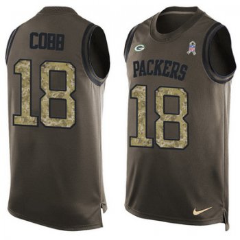 Men's Green Bay Packers #18 Randall Cobb Green Salute to Service Hot Pressing Player Name & Number Nike NFL Tank Top Jersey