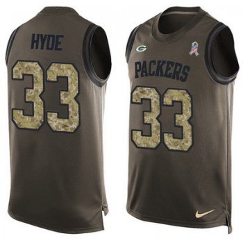 Men's Green Bay Packers #33 Micah Hyde Green Salute to Service Hot Pressing Player Name & Number Nike NFL Tank Top Jersey