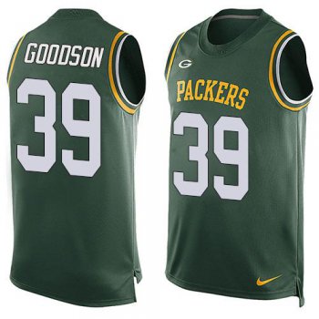 Men's Green Bay Packers #39 Demetri Goodson Green Hot Pressing Player Name & Number Nike NFL Tank Top Jersey