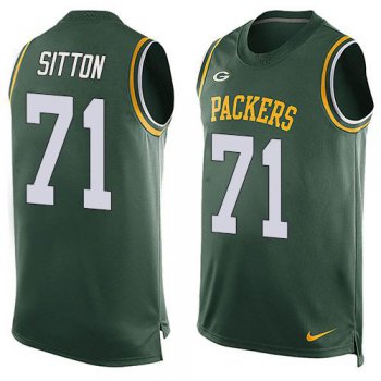 Men's Green Bay Packers #71 Josh Sitton Green Hot Pressing Player Name & Number Nike NFL Tank Top Jersey
