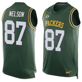 Men's Green Bay Packers #87 Jordy Nelson Green Hot Pressing Player Name & Number Nike NFL Tank Top Jersey