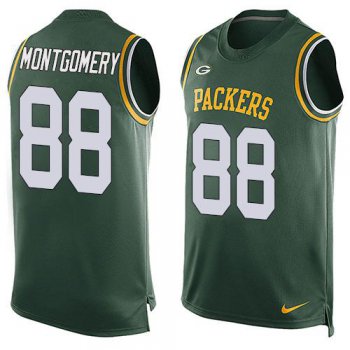 Men's Green Bay Packers #88 Ty Montgomery Green Hot Pressing Player Name & Number Nike NFL Tank Top Jersey